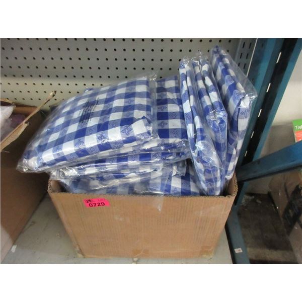 24 Small Blue Checkered Fitted Vinyl Table Cloths