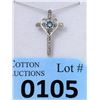 Image 1 : Sterling Silver Blue Topaz & Diamond Cross Pendant