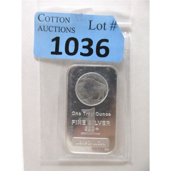 1 Oz. .999+ Fine Silver  Buffalo Bar