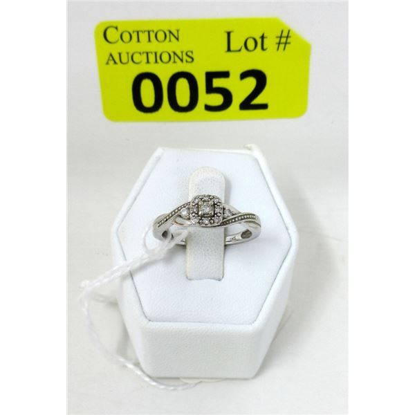 10 KT White Gold and  Diamond Ring - Size 7