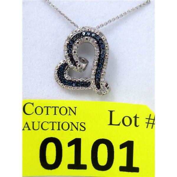 1/2 CTW Blue & White Diamond Heart Necklace