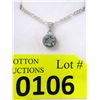 Image 1 : 1 CT Blue Topaz & Diamond Sterling Silver Pendant