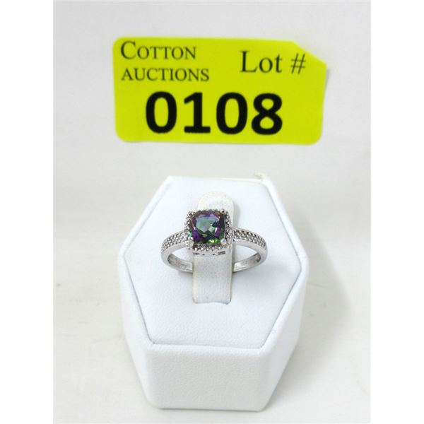 Sterling Silver Mystic Topaz & Diamond Ring
