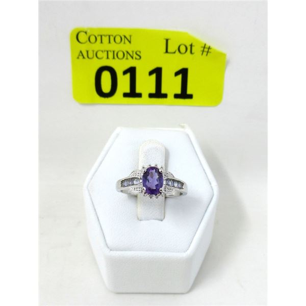 Amethyst, Tanzanite & Diamond Dinner Ring