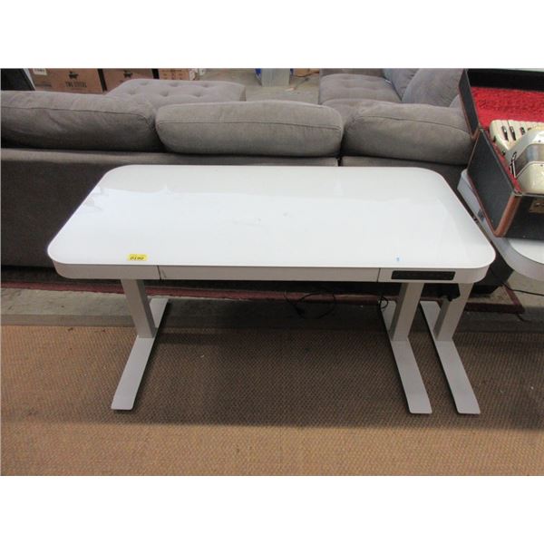 White AirLift Adjustable Height Desk