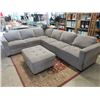 Image 1 : 8' x 10' Grey Fabric Corner Sofa + Ottoman