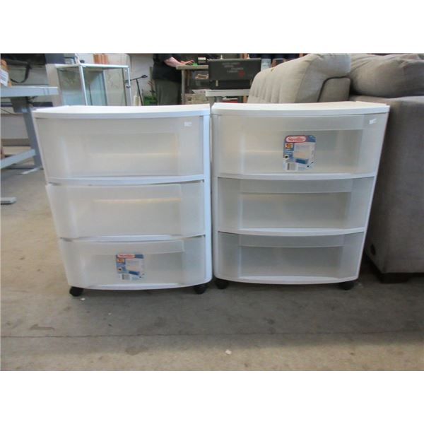 2 Storage Carts with 3 Drawers - 16 x 22 x 27 