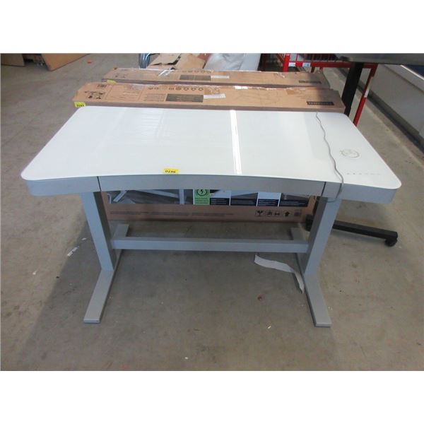 White Electric Desk with Drawer - Store Return