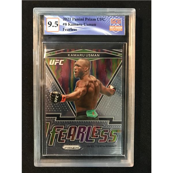 2021 PANINI PRIZM UFC NO.8 KAMARU USMAN FEARLESS (GCG 9.5)