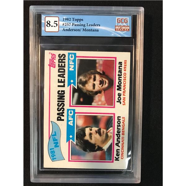 1982 TOPPS NO.257 PASSING LEADERS ANDERSON/ MONTANA (GCG 8.5)