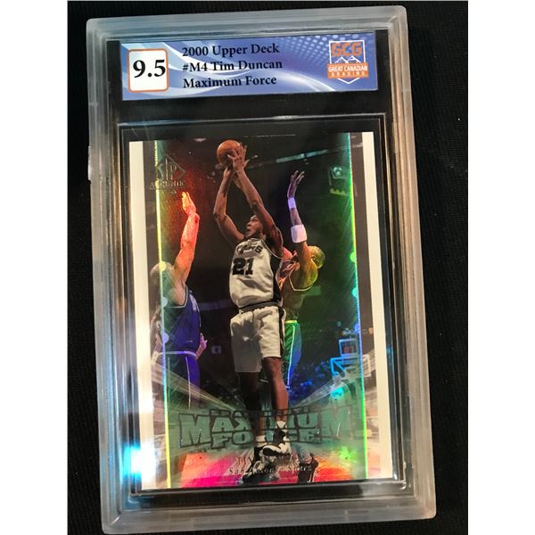 2000 UPPER DECK NO.M4 TIM DUNCAN MAXIMUM FORCE (GCG 9.5)