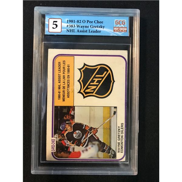 1981-82 O-PEE-CHEE NO.383 WAYNE GRETZKY NHL ASSIST LEADER (GCG 5)
