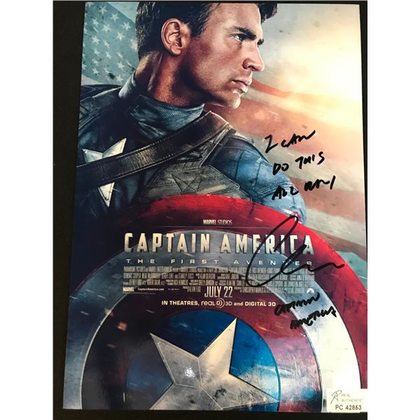 CHRIS EVANS SIGNED CAPTAIN AMERICA 8X10 MOVIE POSTER (RA COA)