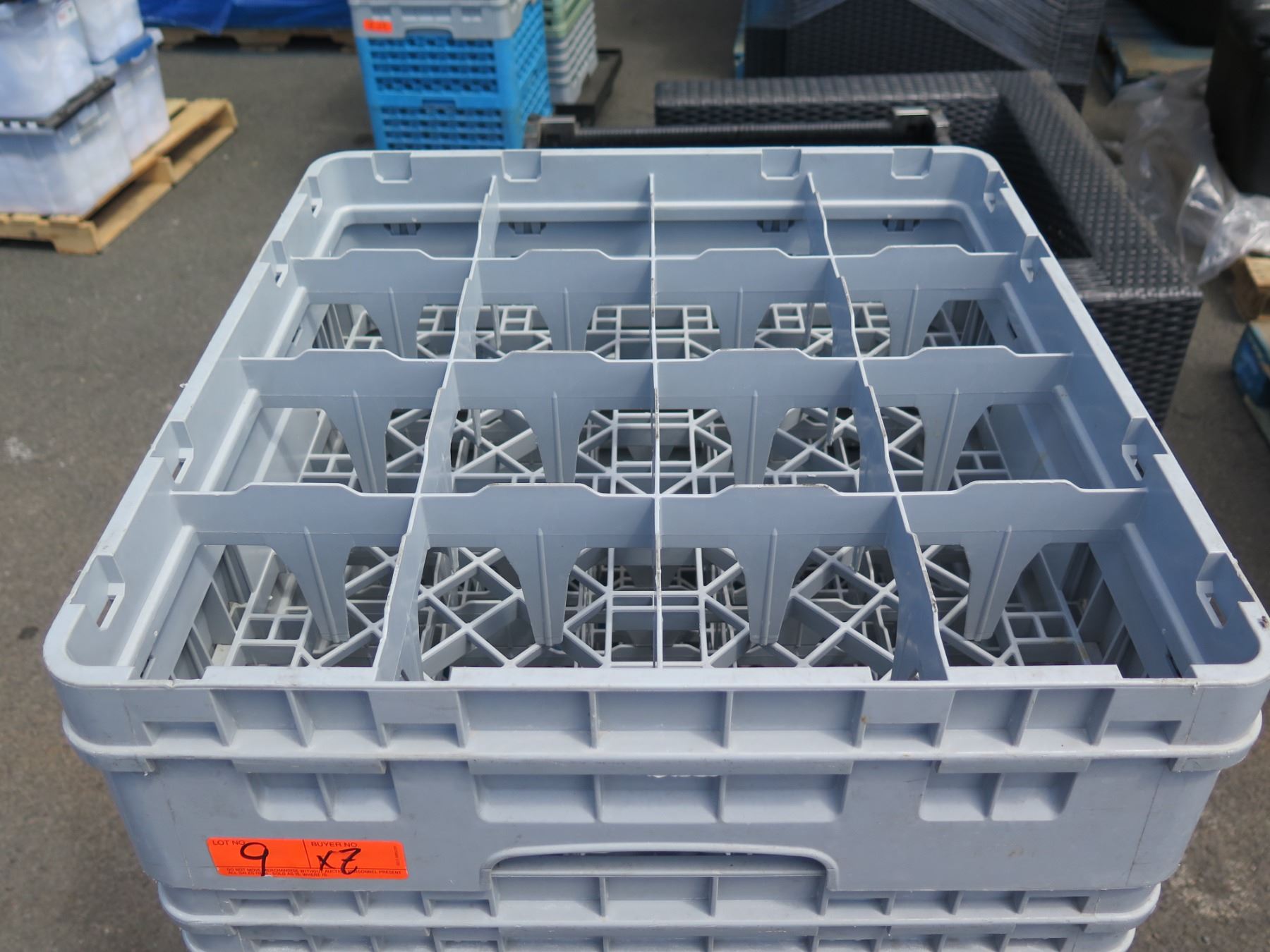 Glass Racks Stackable Qty 7 Plastic Stackable Glass Racks on Rolling Cart - Oahu Auctions