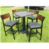 Image 8 : Square Table 30"x30"x42"H w/ Pedestal Base & 4 Upholstered Chairs 17"x18"x43"H