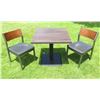 Image 1 : Square Table 30"x30"x30"H w/ Pedestal Base & 2 Upholstered Chairs 17"x18"x32"H