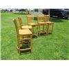 Image 6 : Qty 5 Tall Wooden Chairs w/ Footrest 17"x16"x44"H