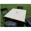 Image 2 : Square Table 36"x36" w/ Pedestal Base & 4 Upholstered Chairs 17"x18"x32"H