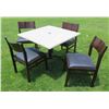 Image 1 : Square Table 36"x36" w/ Pedestal Base & 4 Upholstered Chairs 17"x18"x32"H