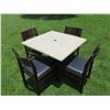 Image 8 : Square Table 36"x36" w/ Pedestal Base & 4 Upholstered Chairs 17"x18"x32"H