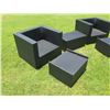 Image 2 : Qty 2 Woven Synthetic Armchairs 36"x26"x28"H w/ 2 Ottomans & Side Table