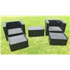 Image 1 : Qty 2 Woven Synthetic Armchairs 36"x26"x28"H w/ 2 Ottomans & Side Table
