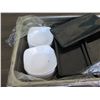 Image 2 : Metal Warming Container w/ Multiple Black Sushi Trays & White Side Plates