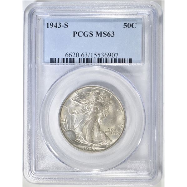 1943-S WALKING LIBERTY HALF, PCGS MS-63