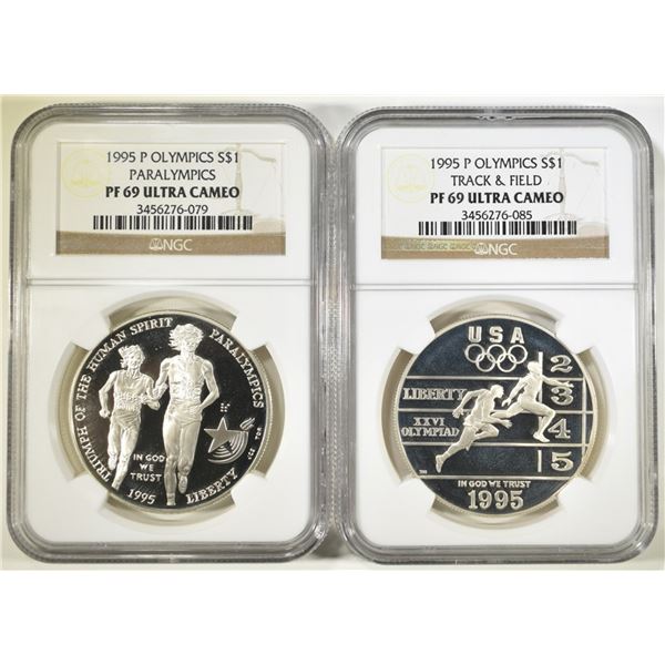 (2) 1995 OLYMPICS  COMMEM DOLLARS NGC PF 69 U CAM