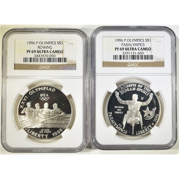 (2) 1996 OLYMPICS  COMMEM DOLLARS NGC PF 69 U CAM