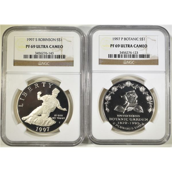 (2) 1997  COMMEMORATIVE DOLLARS NGC PF 69 U CAM