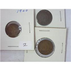 1900, 1901 And 1902 Indian Head Cents