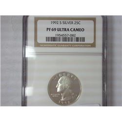 1992-S Silver Washington Quarter NGC PF69 UltraCam