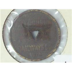 1922 Pittsburg Railways Company Fare Token Type 3
