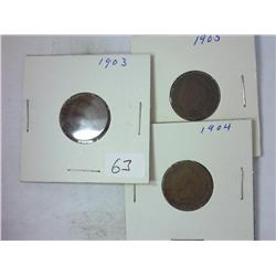 1903, 1904 And 1905 Indian Head Cents