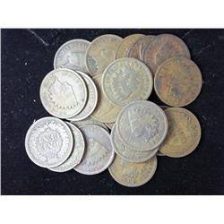 20 Assorted Indian Head Cents