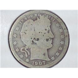 1907-D Barber Quarter