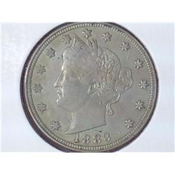 1883 No Cents Liberty "V" Nickel (AU-BU)