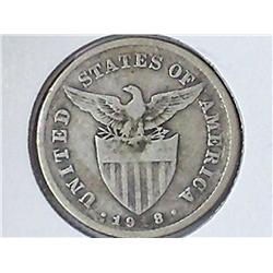 1918-S US/Philipinnes 20 Centavos Silver