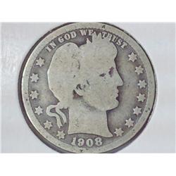 1908-O Barber Quarter