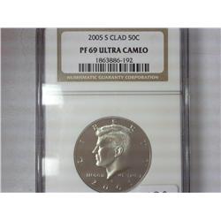 2005-S Kennedy Half Dollar NGC PF69 Ultra Cameo