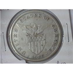 1908-S US/Philipinnes Peso Silver
