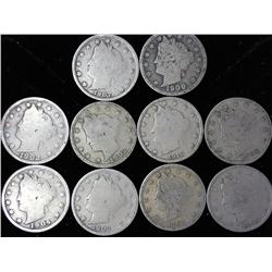 10 Assorted Liberty "V" Nickels