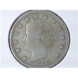 1883 No Cents Liberty "V" Nickel (VG+)