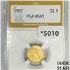 Image 1 : 1907 $2.50 Gold Qurter Eagle Liberty Hd PGA -