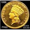 Image 1 : 1888 $3 Gold Piece GEM PROOF
