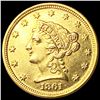 Image 1 : 1861 $2.50 Gold Quarter Eagle UNCIRCULATED