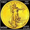 Image 1 : 1907 High Relief $20 Gold Double Eagle GEM BU