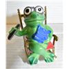 Image 1 : ENESCO 1979 FROG SMOKING CIGAR IN ROCKING CHAIR