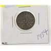 Image 1 : 1934 CANADIAN SILVER 5 CENT COIN